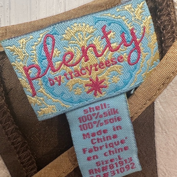 Plenty by Tracy Reese Silk Tunic Blouse L Sequin Sleeveless Colorblock Mod Retro - Picture 4 of 7